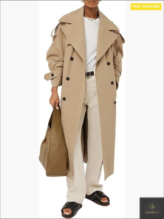 Jackets & Blazers - Oversized Long Trench Coat Double Breasted Windproof Overcoat with Belt
